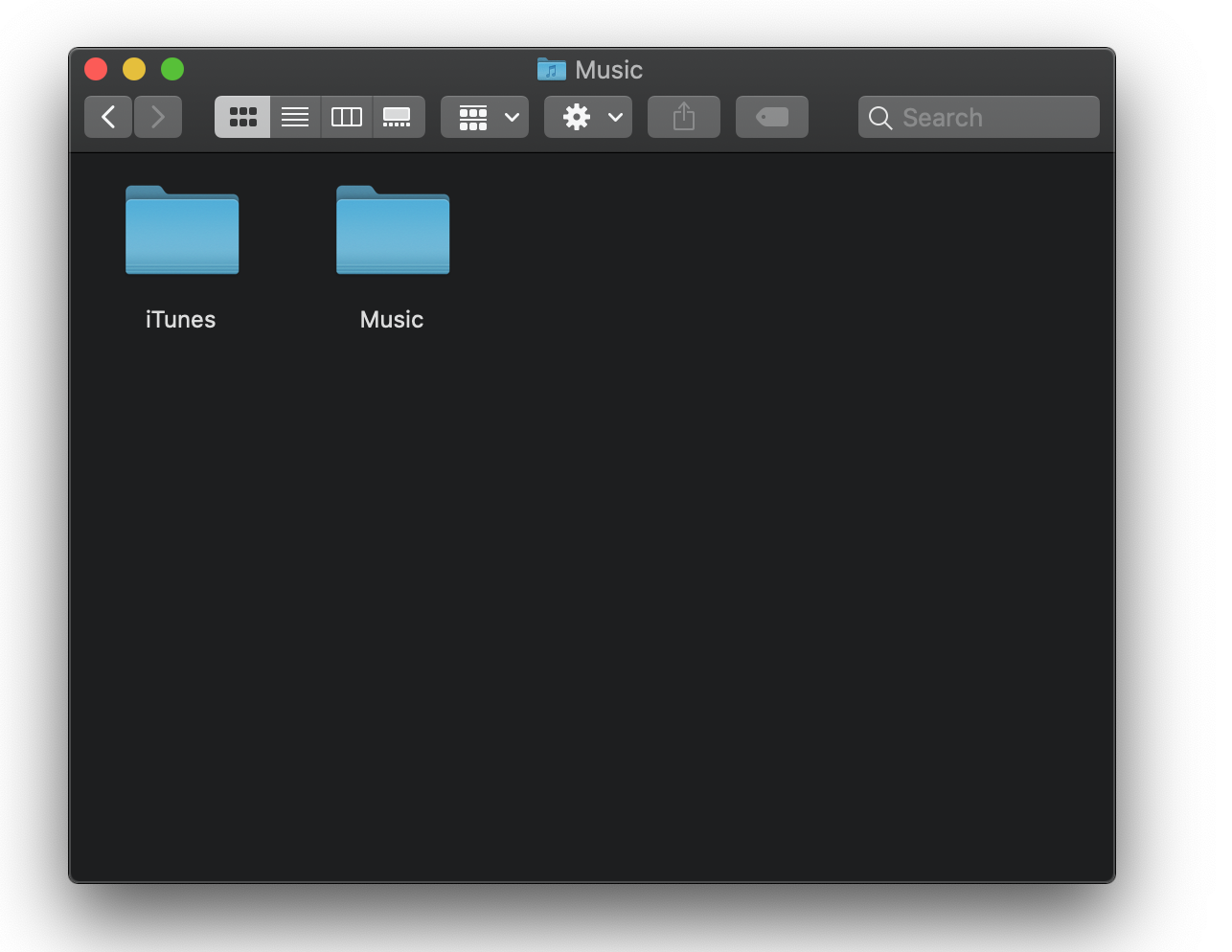 Finder UI on a Mac with open Music folder